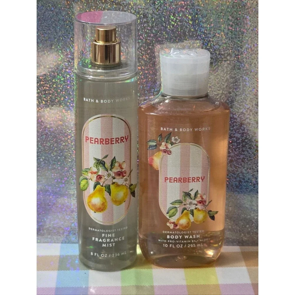 Bath & Body Works Pearberry Fine Fragrance Mist & Body Wash Set NEW Rare